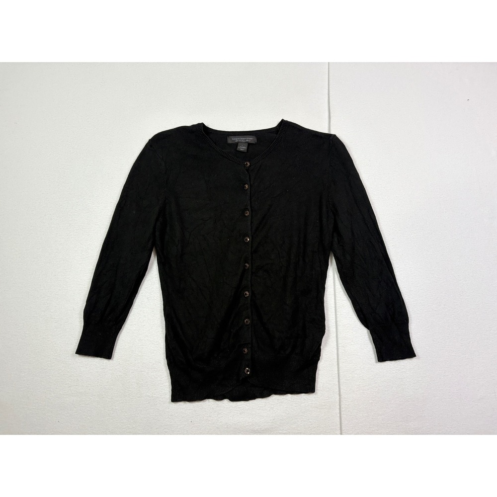 Express Design Studio Black Silk Cashmere Blend Cardigan Rhinestone Buttons L